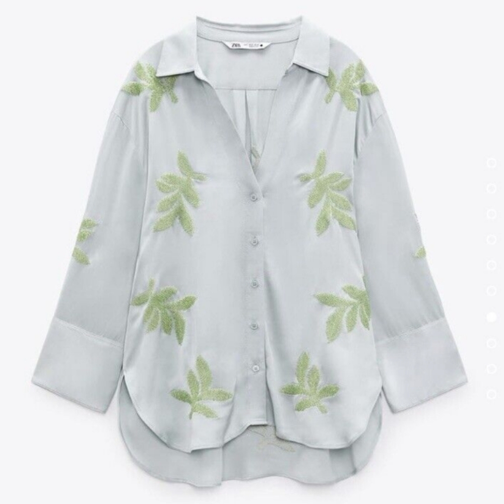 ZARA Co-Ord Leaf Embroidered Beaded Set Sequin Shirt Blouse Top Small A3